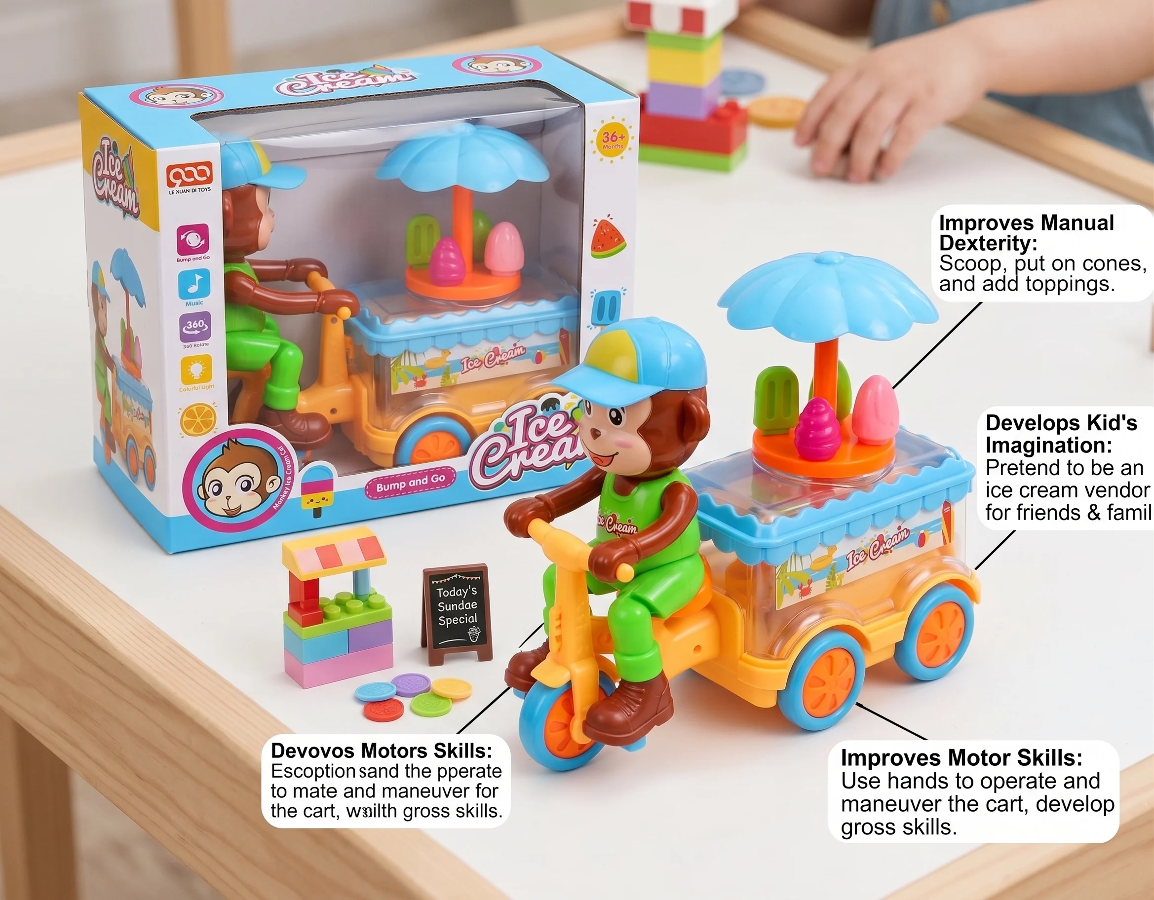 monkey ice cream cart
