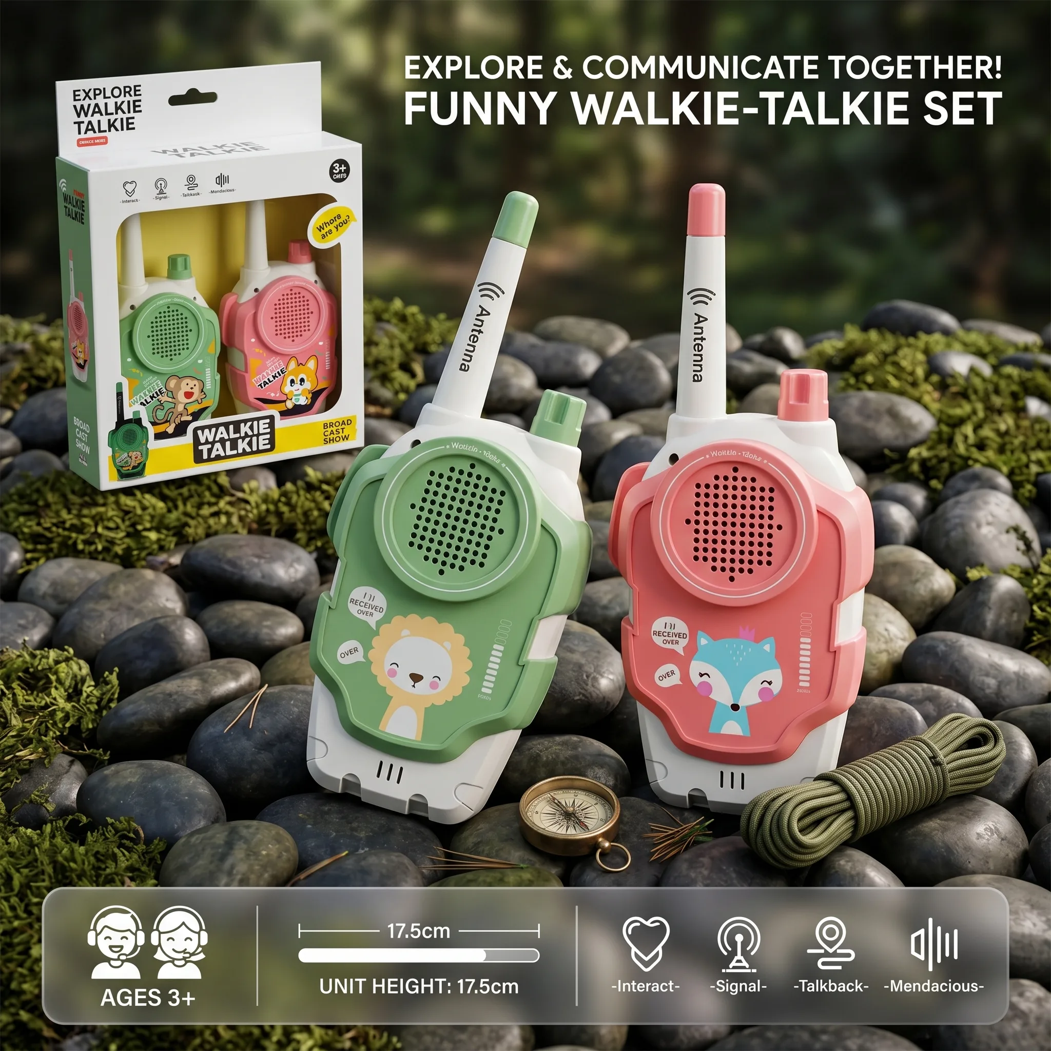 Fun Cartoon Walkie Talkies for Kids - Wireless Girls Outdoor Toy