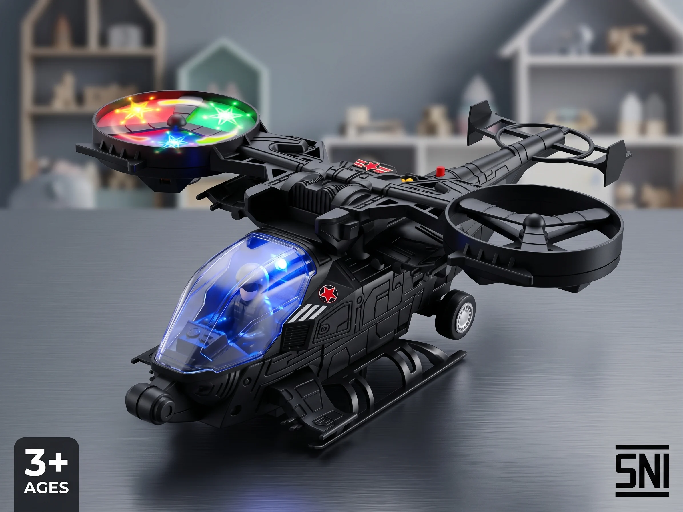 Kids Military Helicopter with Flashing Lights & Siren