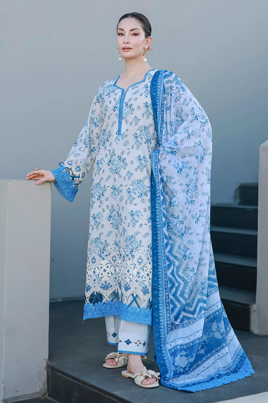 Zellbury Chikankari unstitched cotton suit Zellbury Chikankari unstitched cotton suit