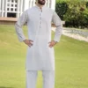 Embroidered off-white men's kurta shalwar Embroidered off-white men's kurta shalwar