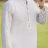 Embroidered off-white men's kurta shalwar Embroidered off-white men's kurta shalwar