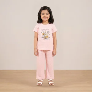 Girls Pink Floral Pearl Outfit Set