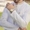 Embroidered off-white men's kurta shalwar Embroidered off-white men's kurta shalwar