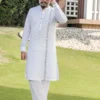 Embroidered off-white men's kurta shalwar Embroidered off-white men's kurta shalwar