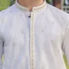 Embroidered off-white men's kurta shalwar Embroidered off-white men's kurta shalwar