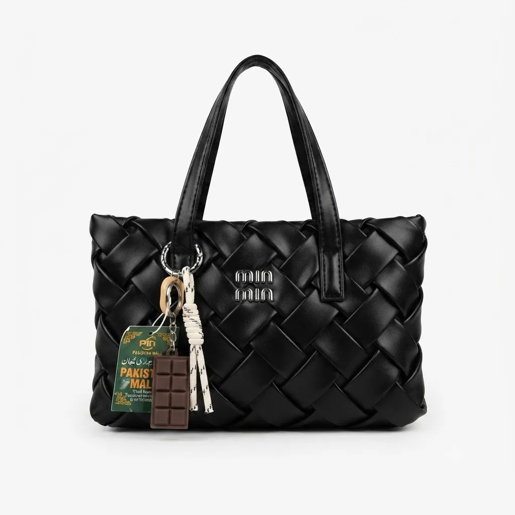 Black woven tote bag Black woven tote bag