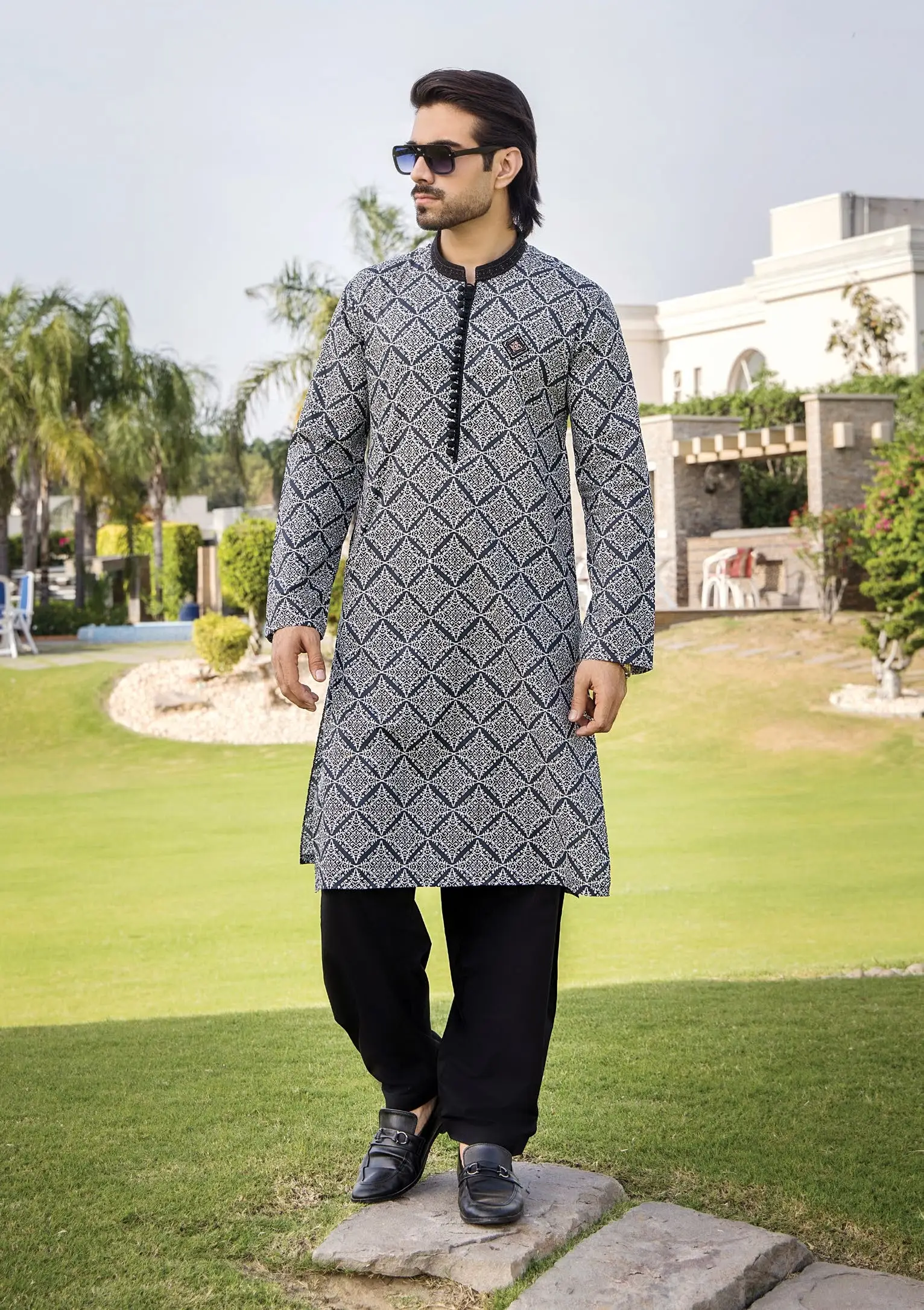 Embroidered men's printed kurta shalwar Embroidered men's printed kurta shalwar