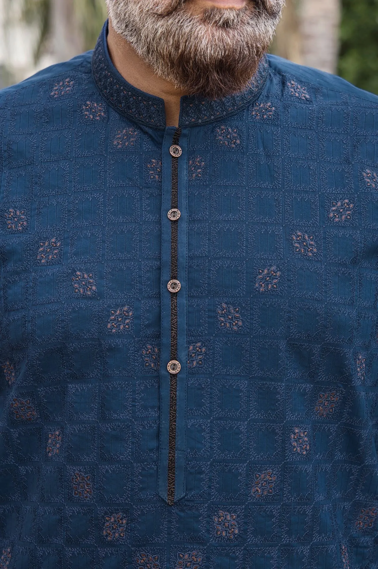 Embroidered deep blue men's kurta shalwar Embroidered deep blue men's kurta shalwar