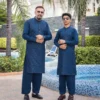 Embroidered deep blue men's kurta shalwar Embroidered deep blue men's kurta shalwar