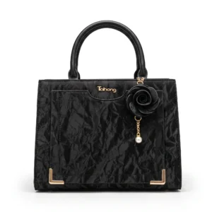 Black textured handbag