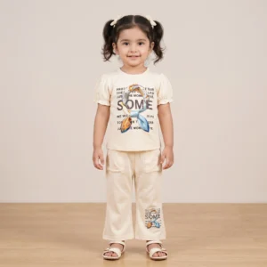 girls cream summer suit