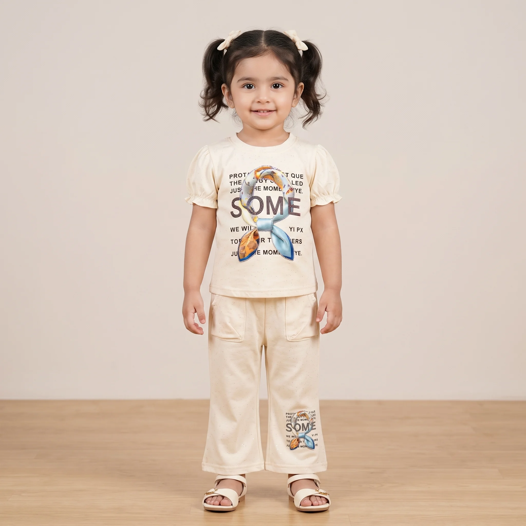 girls cream summer suit girls cream summer suit