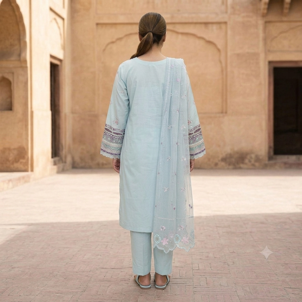 Light Blue Embroidered Suit-cleaned Light Blue Embroidered Suit