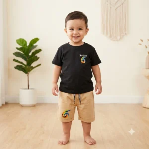Kids Black Brilliant Graphic Tee & Shorts Set