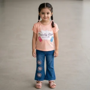 Girls graphic top and jeans set