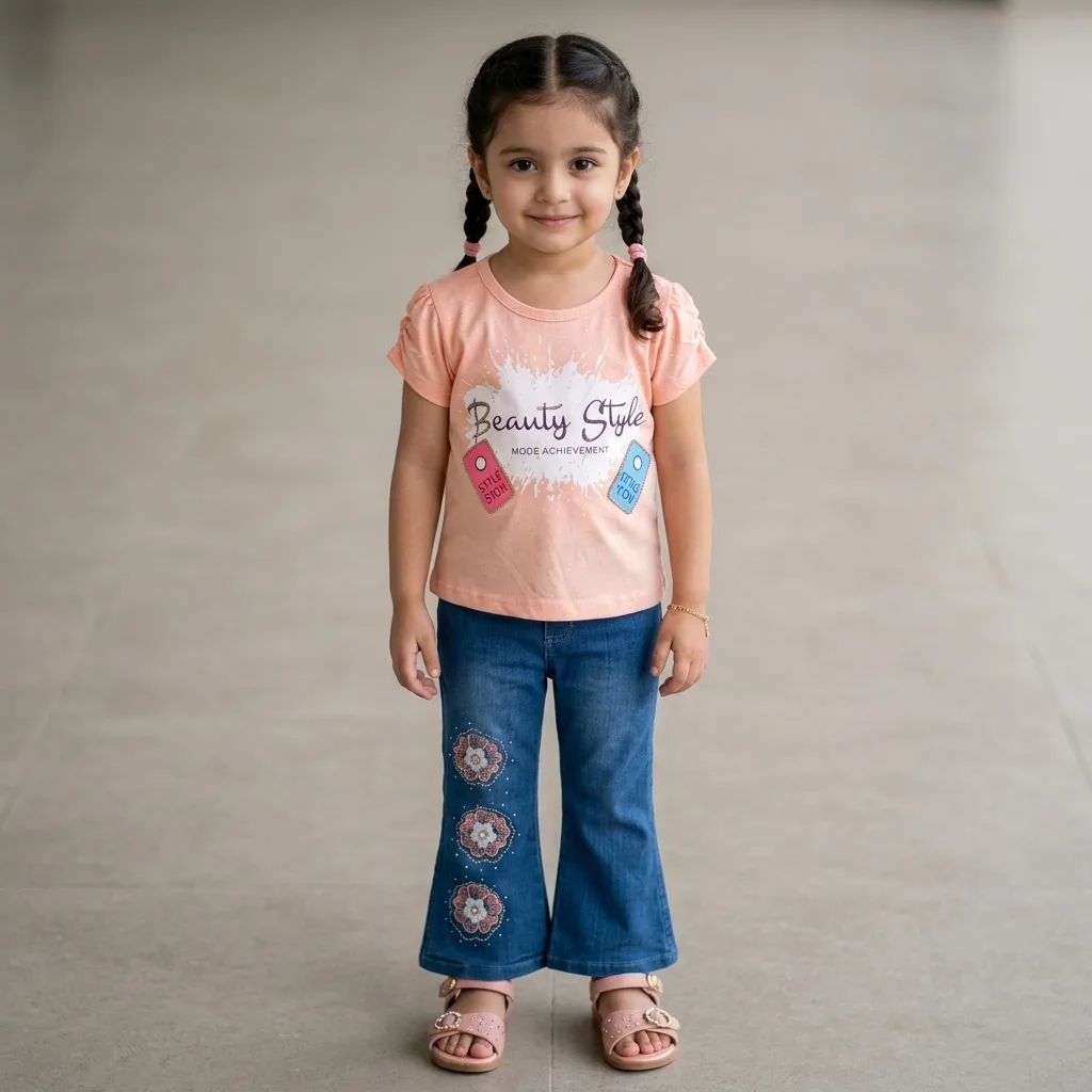 Girls graphic top and jeans set Girls graphic top and jeans set