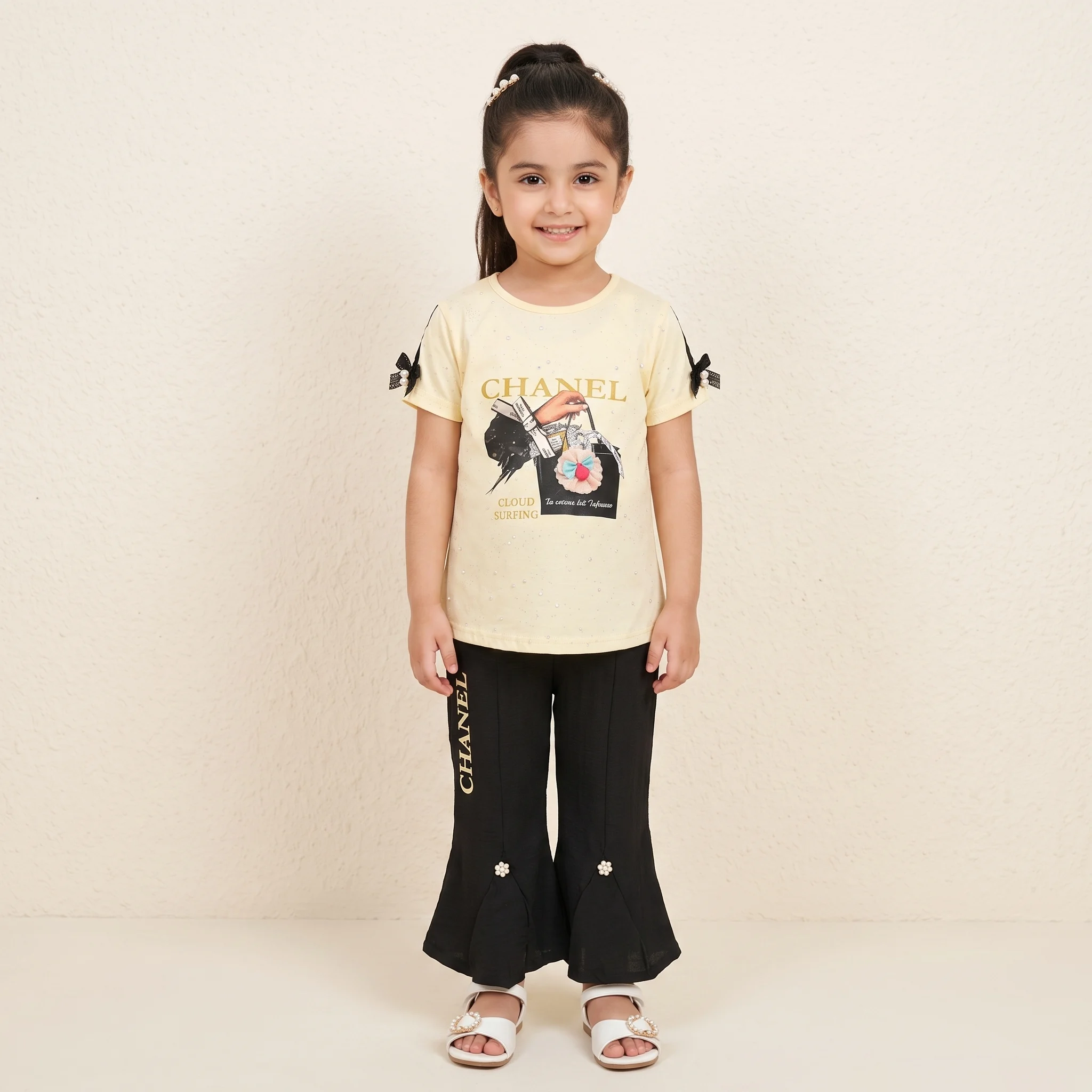 girls yellow chanel graphic outfit girls yellow chanel graphic outfit