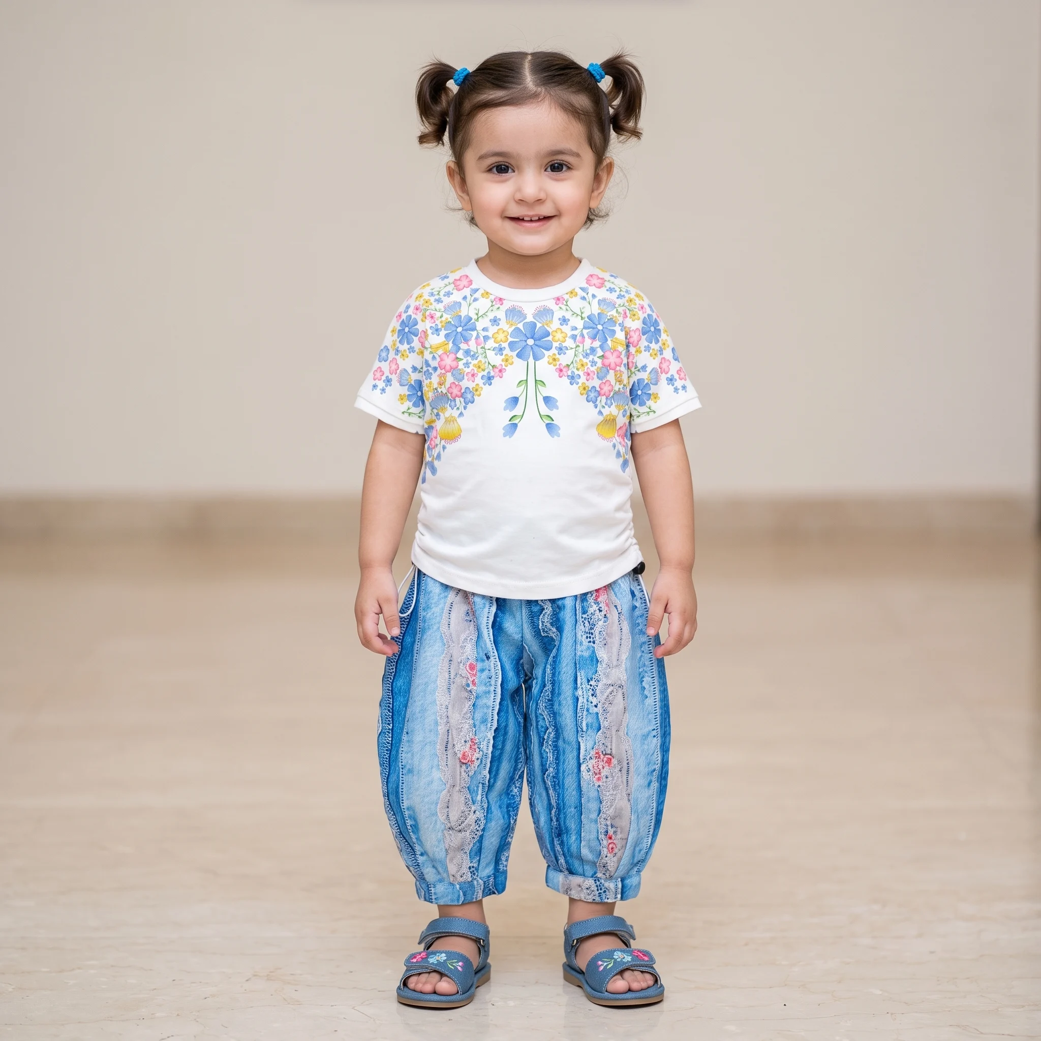Girls Floral Top & Printed Capri Set Girls Floral Top & Printed Capri Set