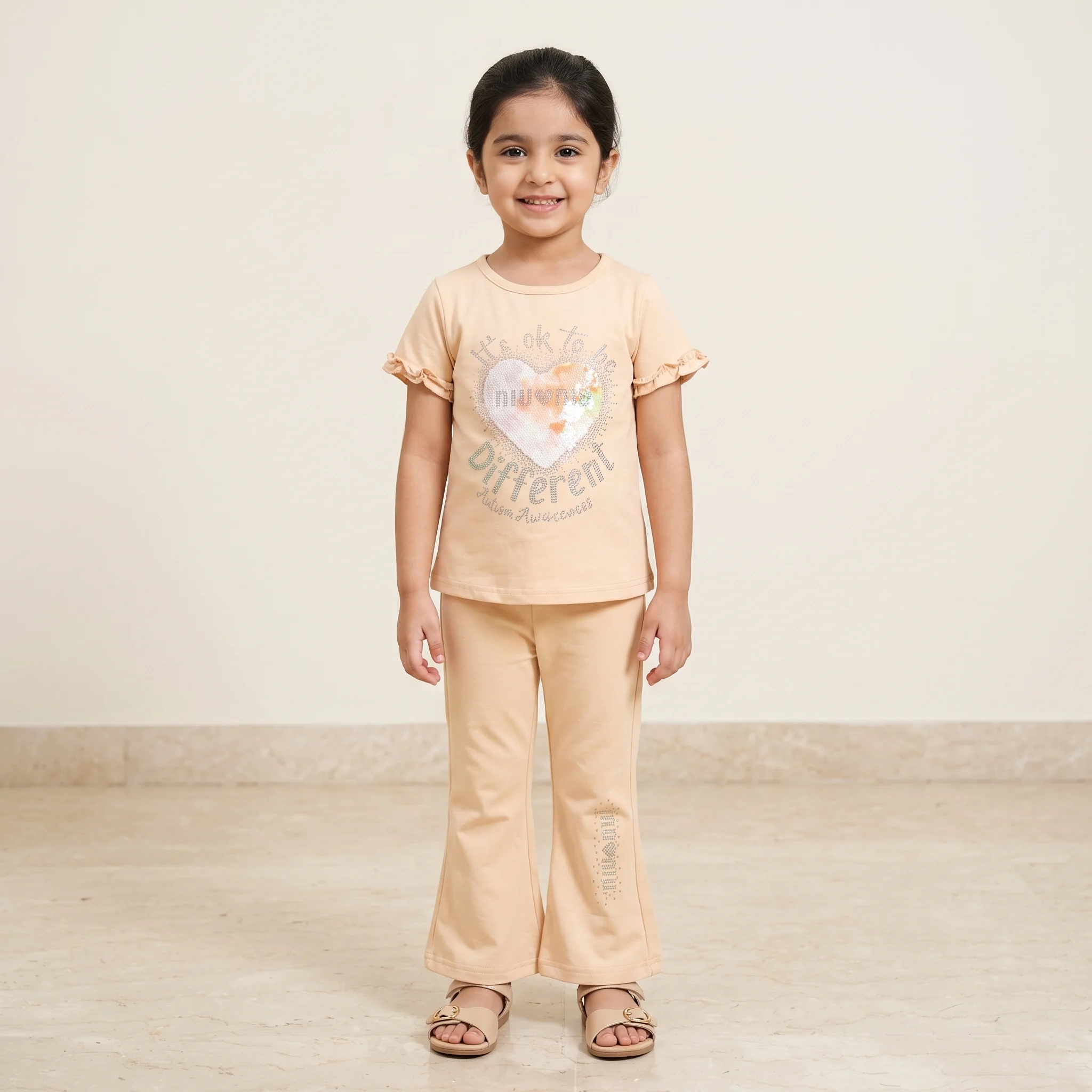 kids beige rhinestone outfit set kids beige rhinestone outfit set