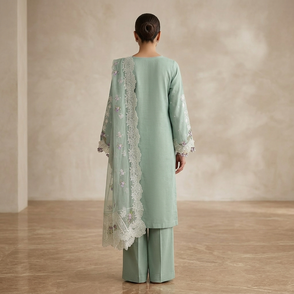 Sage Green Embroidered Suit-cleaned Sage Green Embroidered Suit