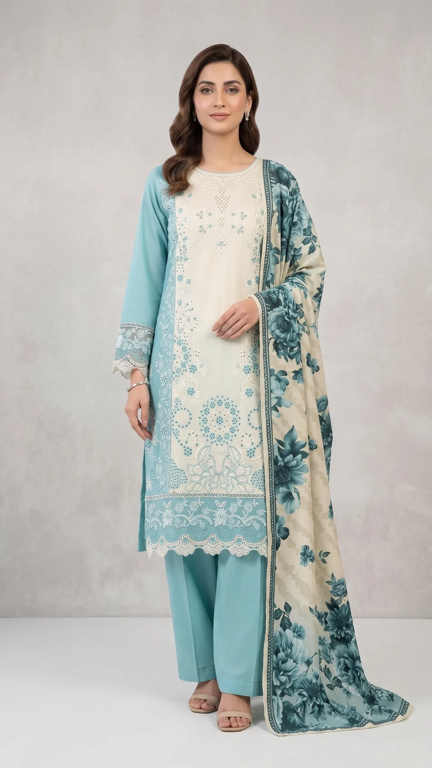 Blue Embroidered Lawn Suit Blue Embroidered Lawn Suit