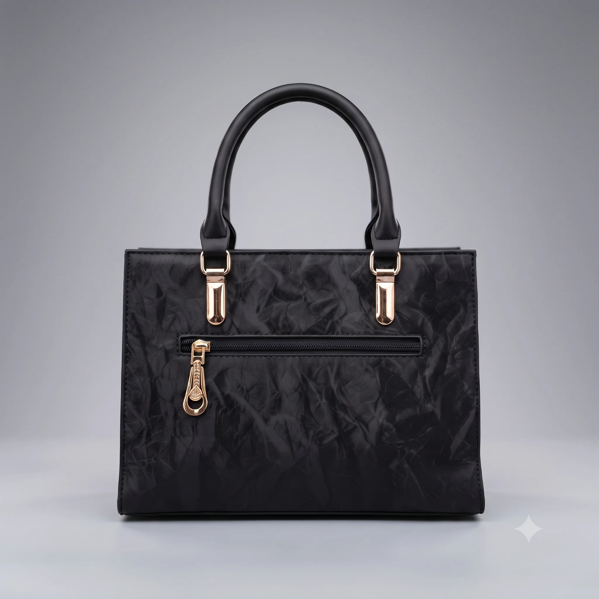 Black textured handbag Black textured handbag