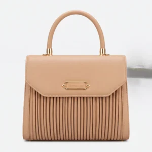 Pleated beige handbag