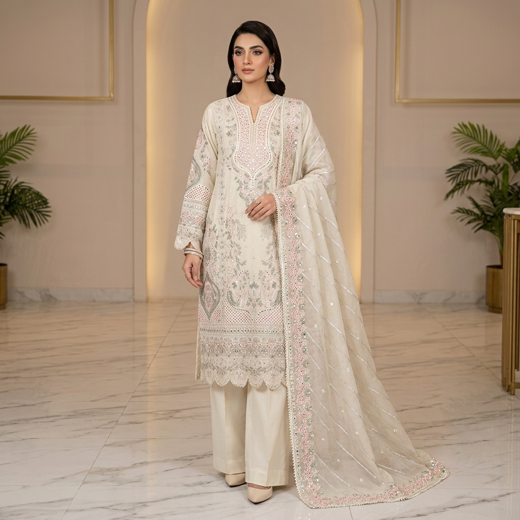 Embroidered 3-Piece Suit-cleaned Embroidered 3-Piece Suit