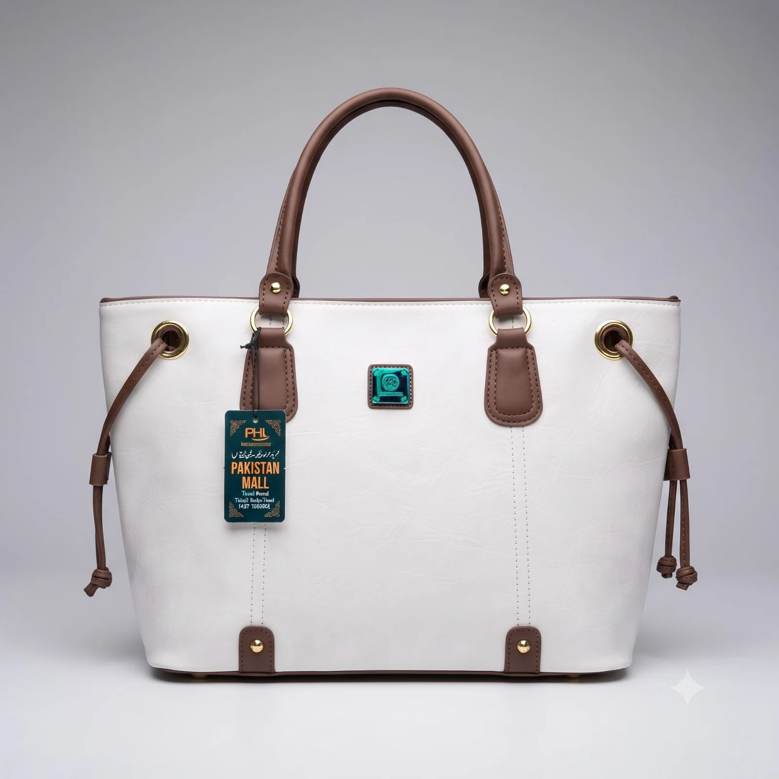 Elegant White & Brown Two-Tone Tote Bag Elegant White & Brown Two-Tone Tote Bag