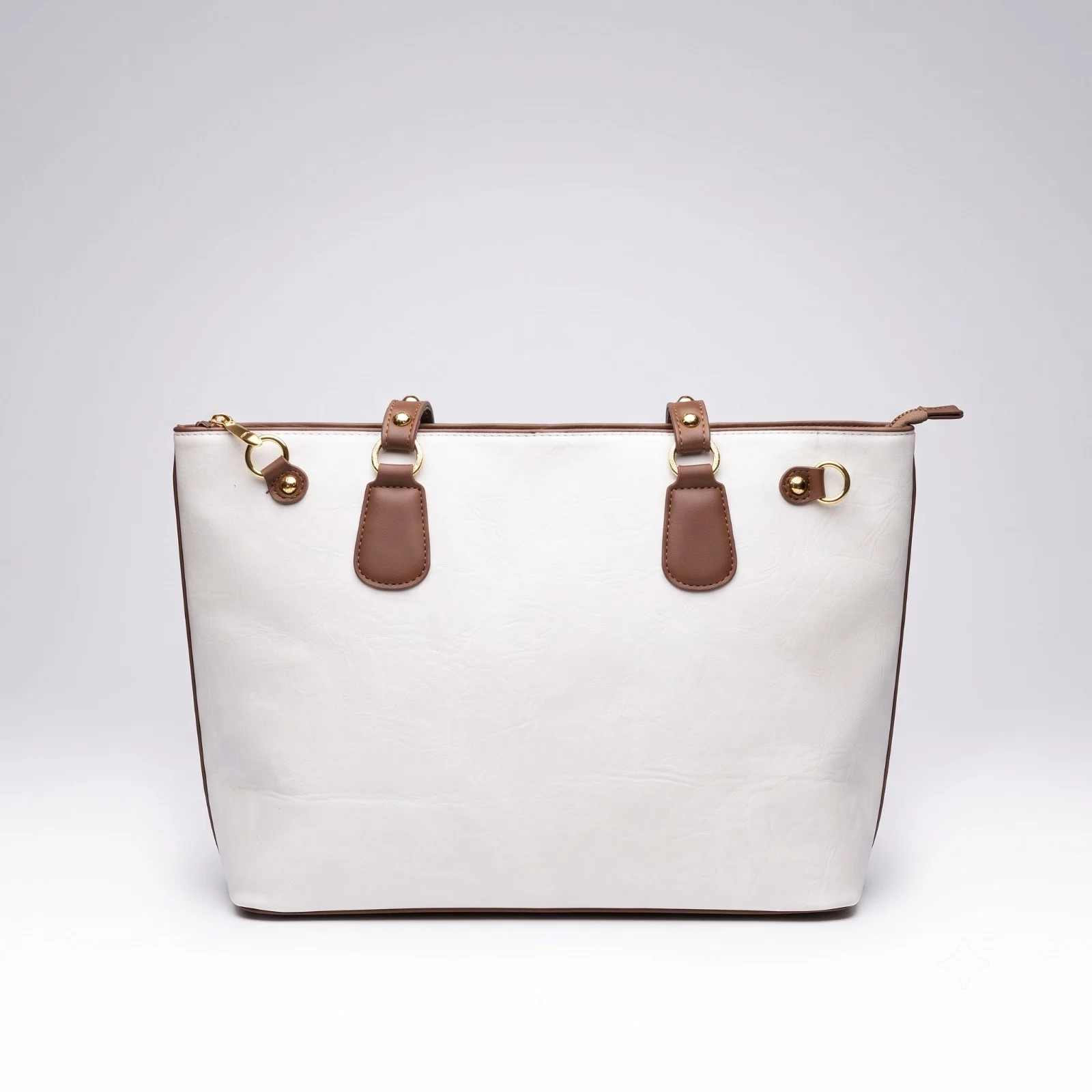 Elegant White & Brown Two-Tone Tote Bag Elegant White & Brown Two-Tone Tote Bag