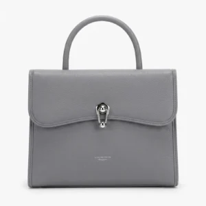 Grey leather handbag