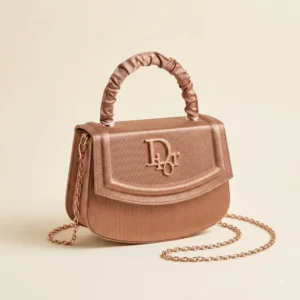 Elegant Rose Gold Satin Handbag