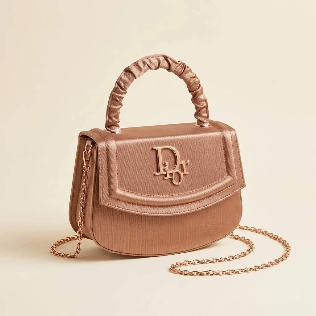 Elegant Rose Gold Satin Handbag