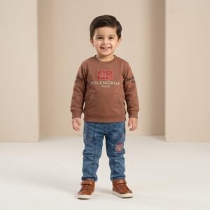 Boys Brown Graphic Sweatshirt