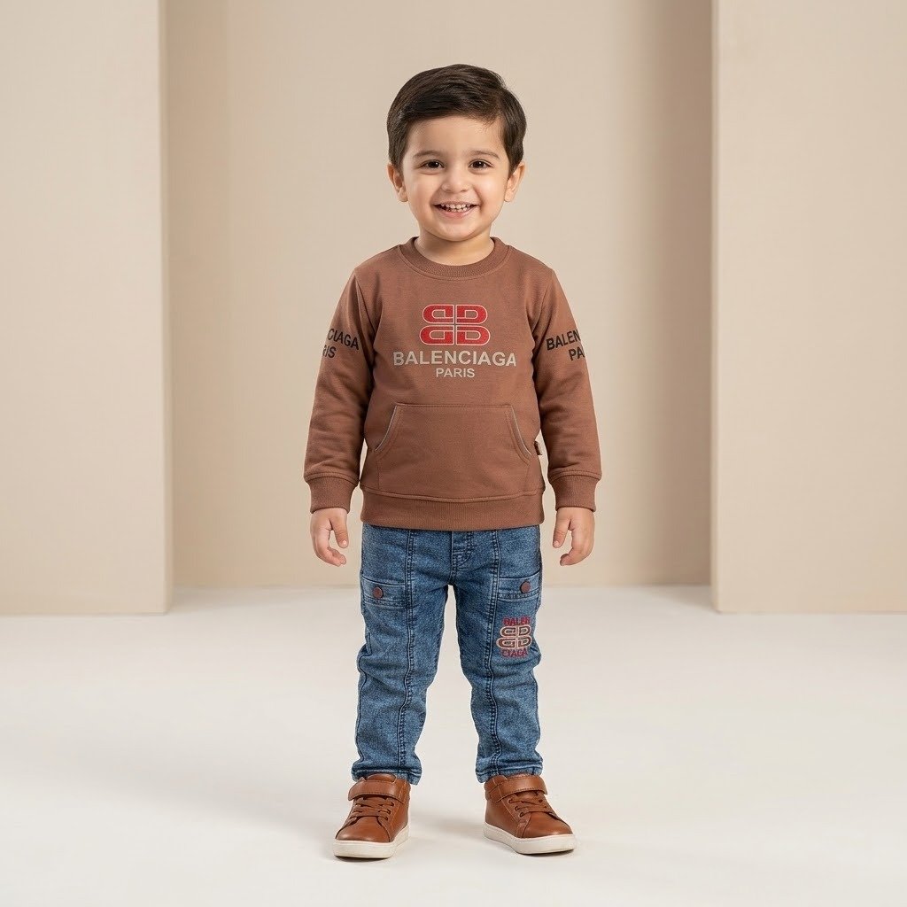 Boys Brown Graphic Sweatshirt