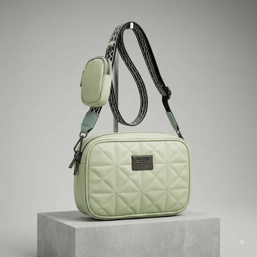 Mint Green Quilted Crossbody Bag