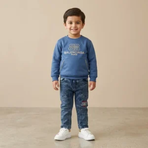 Kids Blue Balenciaga Print Sweatshirt