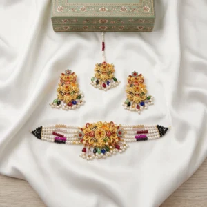 Multicolor Navratan Pearl Choker Set