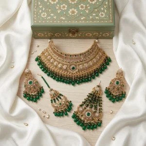 Green Antique Gold Bridal Jewellery Set
