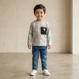 Boys Grey Graphic Pocket Shirt