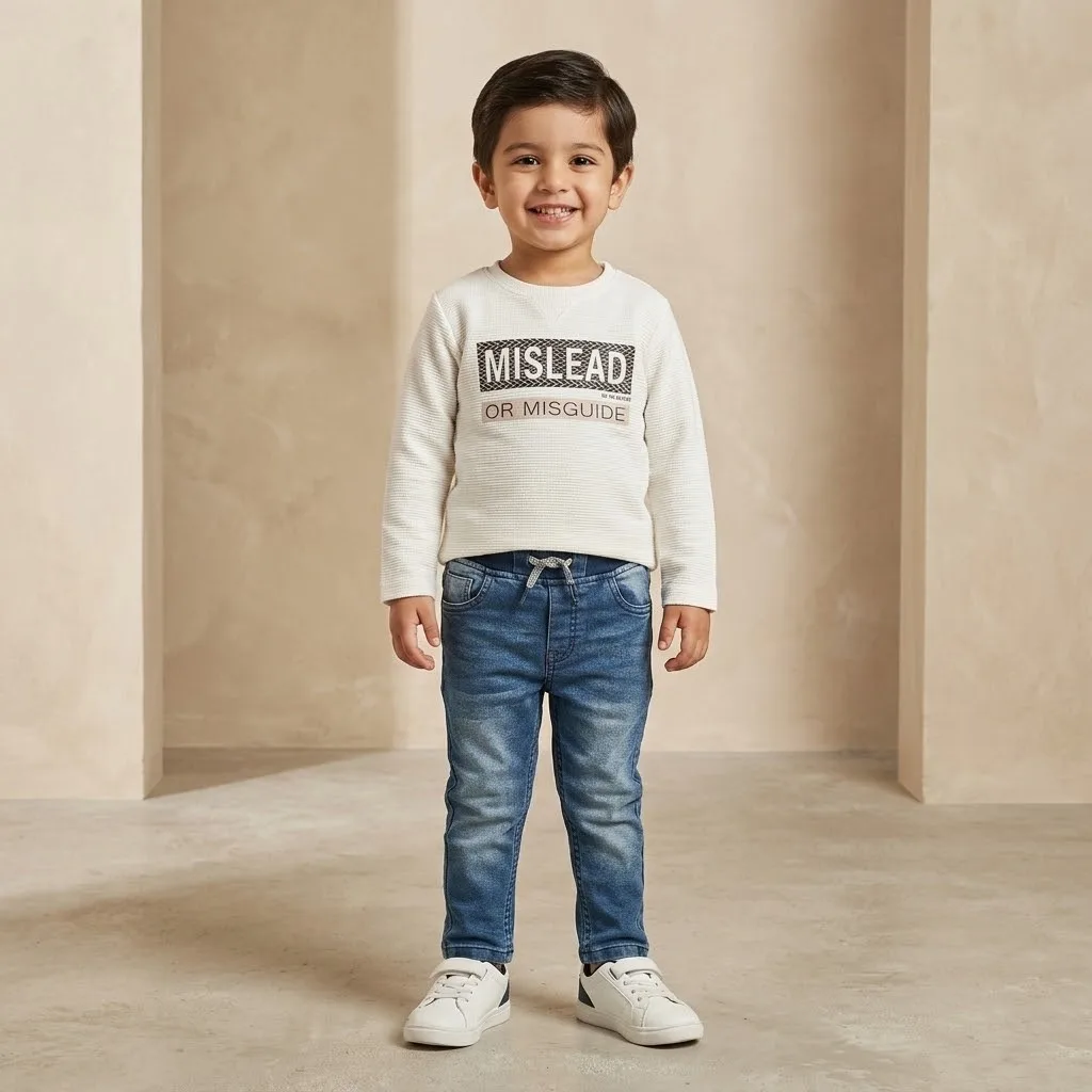 Boys White Graphic Shirt Set