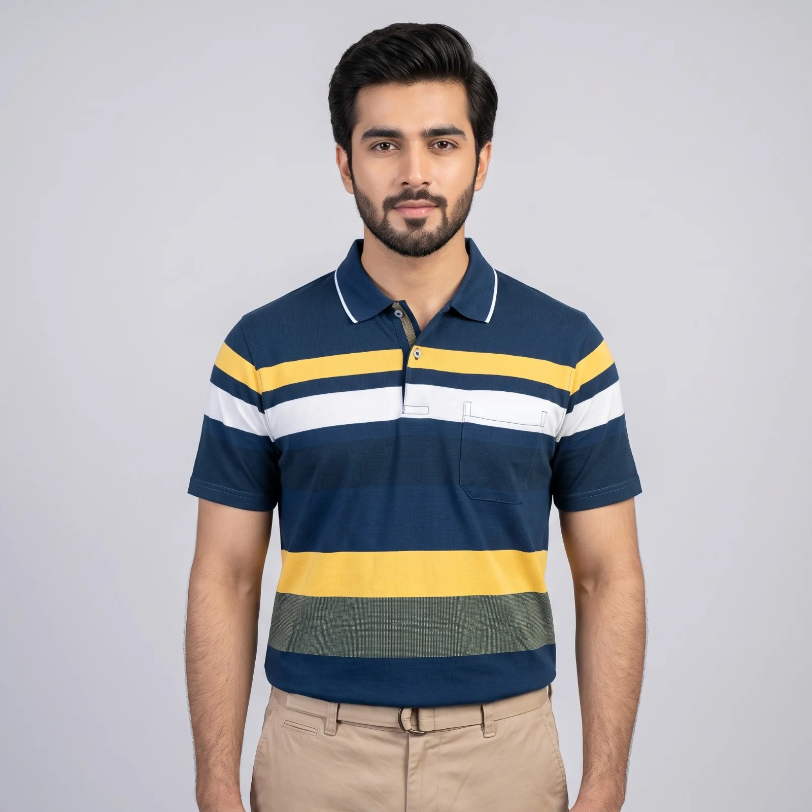 Men's Blue Striped Polo Shirt Men's Blue Striped Polo Shirt