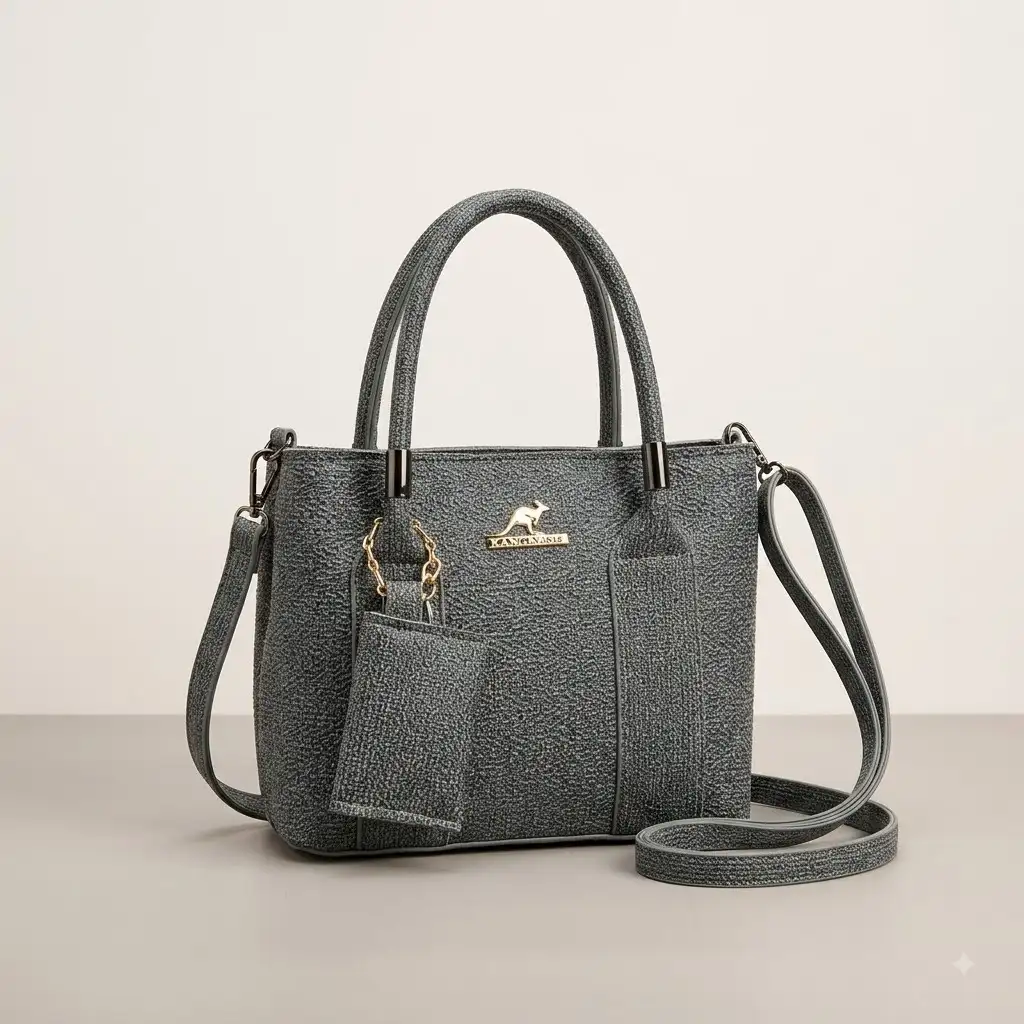 Dark Grey Textured Handbag