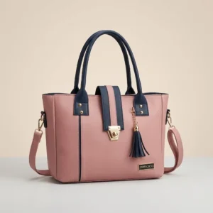 Elegant Pink & Navy Tote Bag