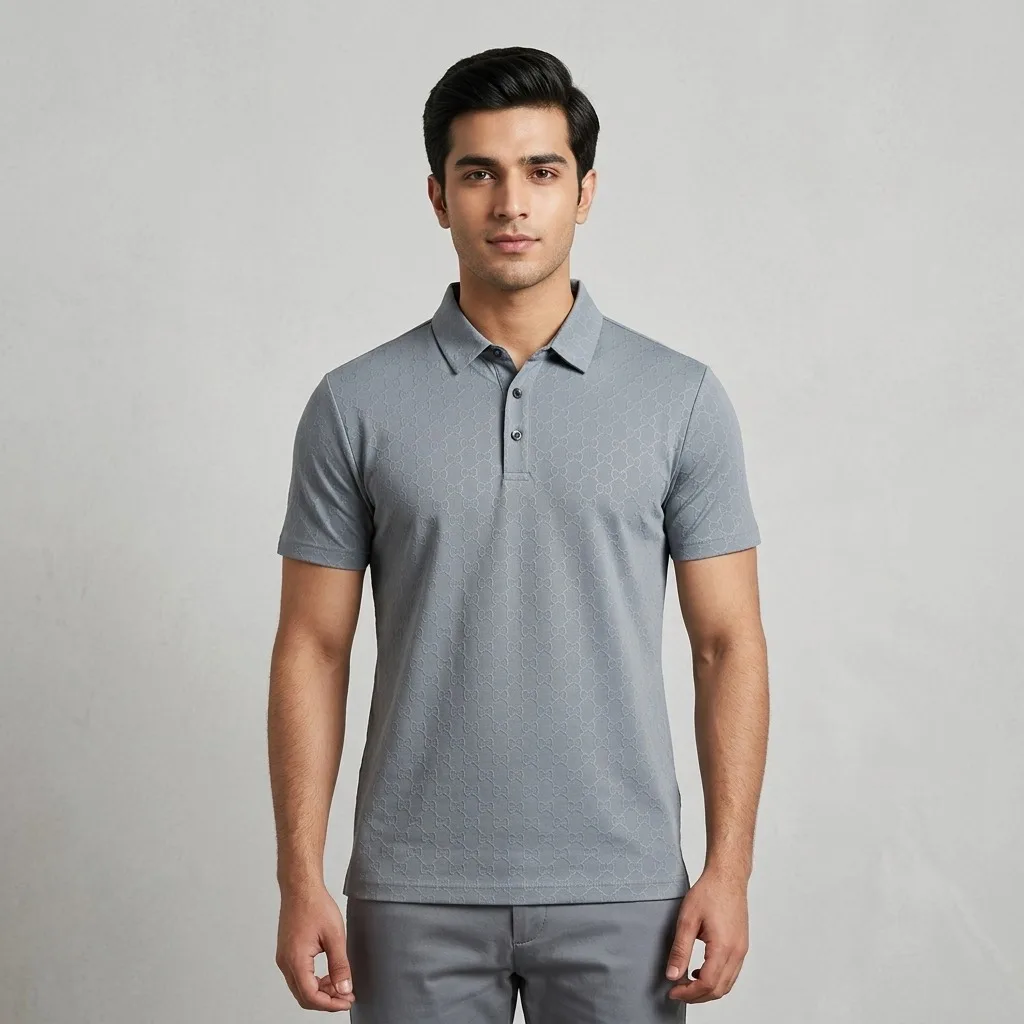 Men's grey patterned polo Men's grey patterned polo