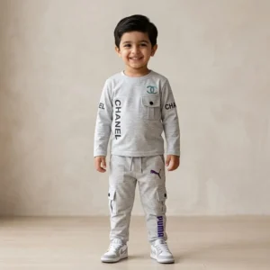Boys light grey cargo tracksuit