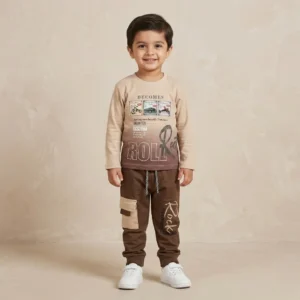 Boys beige brown cargo set