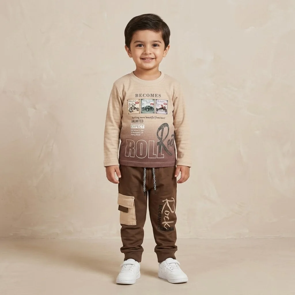 Boys beige brown cargo set Boys beige brown cargo set