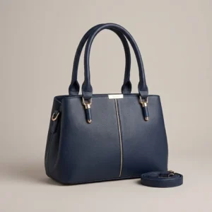 Elegant Navy Blue Structured Handbag